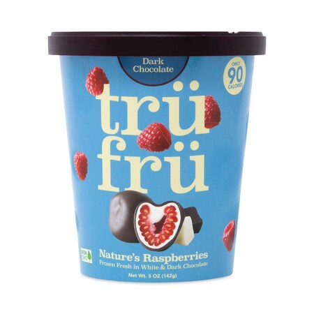 Tru Fru Nature's Hyper-Chilled Raspberries in White and Dark Chocolate, 5 oz Cup, 8PK 820F